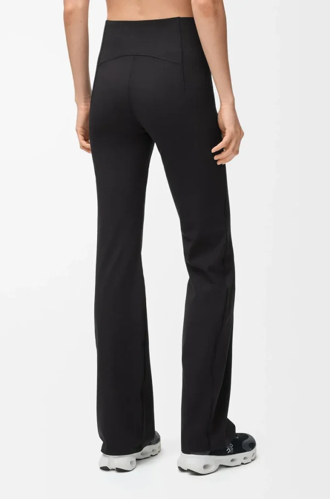 Soft bootleg pants in technical jersey Black