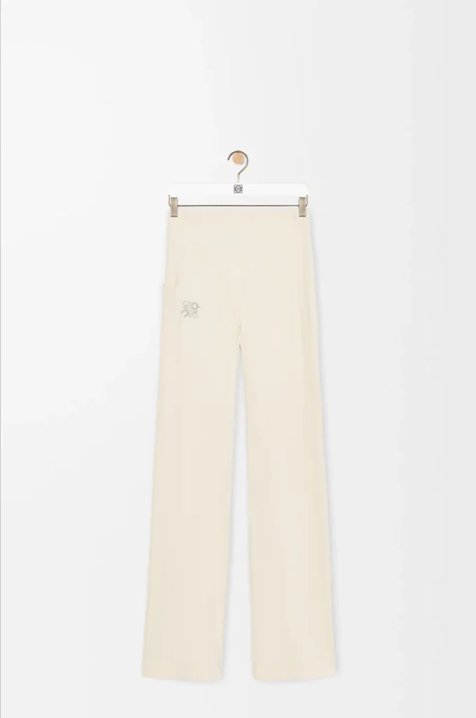 Soft bootleg pants in technical jersey Ivory
