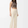 Soft bootleg pants in technical jersey Ivory