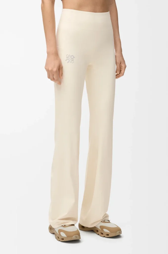 Soft bootleg pants in technical jersey Ivory