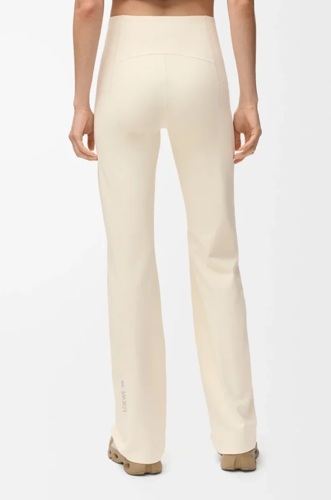 Soft bootleg pants in technical jersey Ivory