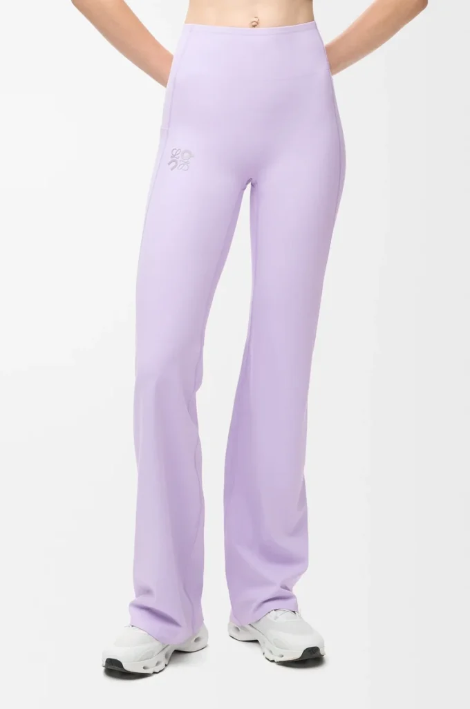 Soft bootleg pants in technical jersey Lilac Soft bootleg pants in technical jersey Lilac