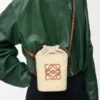 Square pocket in iraca palm and calfskin Natural/Tan