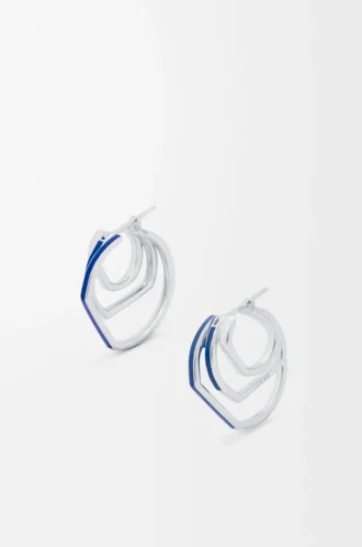 Stacked hoop earrings in sterling silver and enamel Silver/Blue