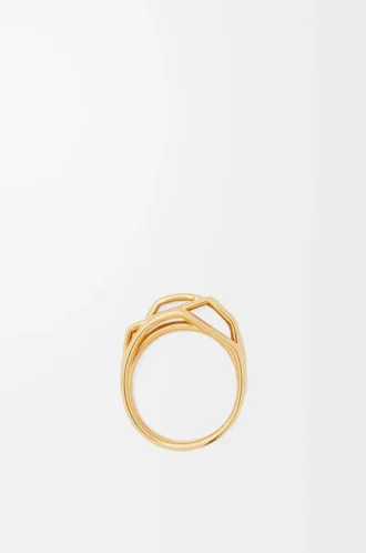 Stacked ring in sterling silver and enamel Gold/Ivory