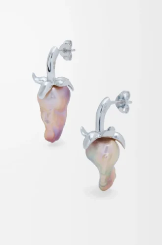 Strawberry earrings in sterling silver and pearl Silver/Red