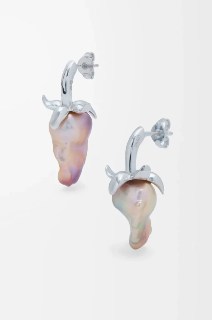 Strawberry earrings in sterling silver and pearl Silver/Red