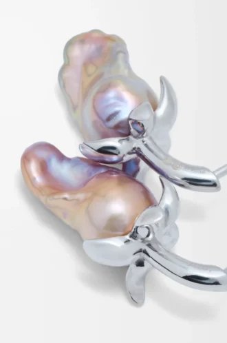 Strawberry earrings in sterling silver and pearl Silver/Red