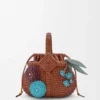 Strawberry flower charm in classic calfskin Turquoise/Green Strawberry flower charm in classic calfskin Turquoise/Green