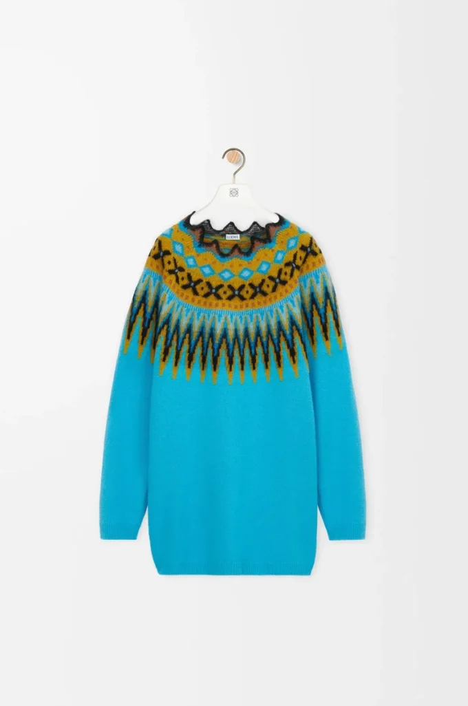 Sweater in wool and mohair blend Blue/Multicolor Sweater in wool and mohair blend Blue/Multicolor