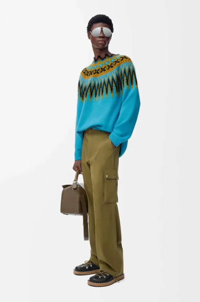 Sweater in wool and mohair blend Blue/Multicolor Sweater in wool and mohair blend Blue/Multicolor