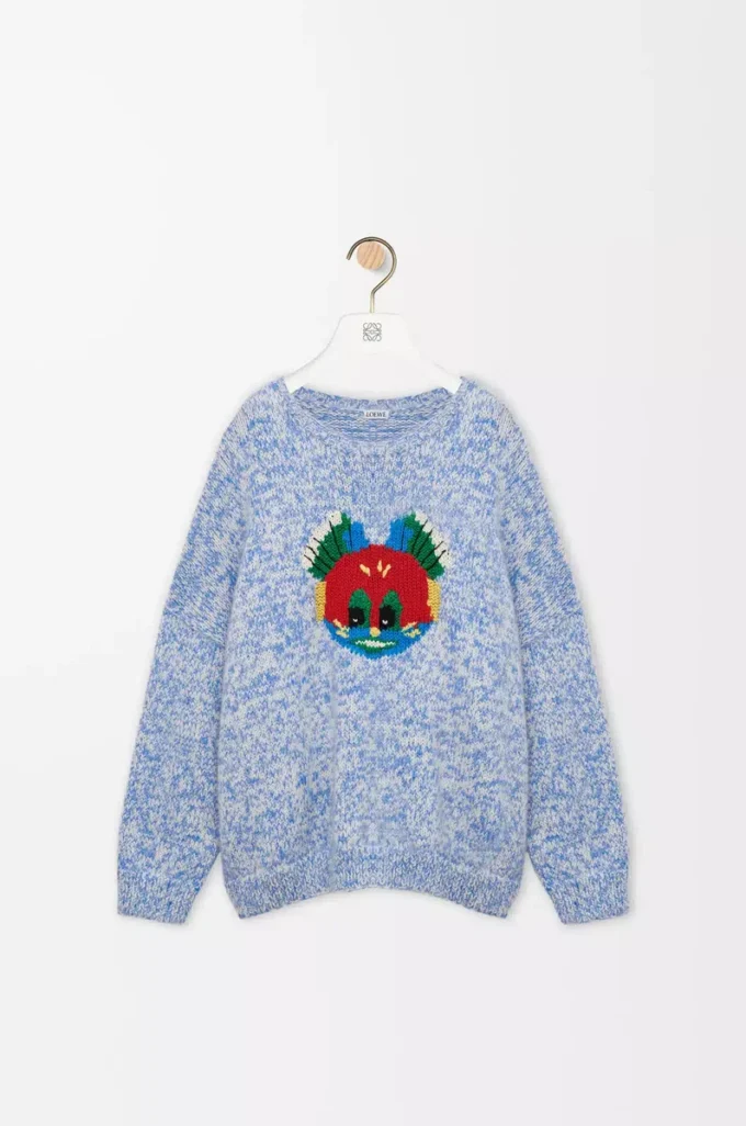 Sweater in wool and mohair blend Blue/White Sweater in wool and mohair blend Blue/White