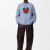 Sweater in wool and mohair blend Blue/White Sweater in wool and mohair blend Blue/White