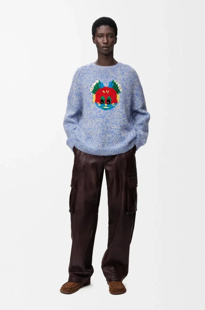 Sweater in wool and mohair blend Blue/White Sweater in wool and mohair blend Blue/White