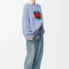 Sweater in wool and mohair blend Blue/White Sweater in wool and mohair blend Blue/White