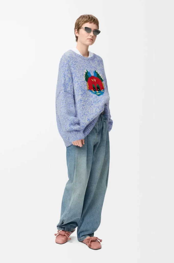 Sweater in wool and mohair blend Blue/White Sweater in wool and mohair blend Blue/White