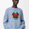 Sweater in wool and mohair blend Blue/White Sweater in wool and mohair blend Blue/White