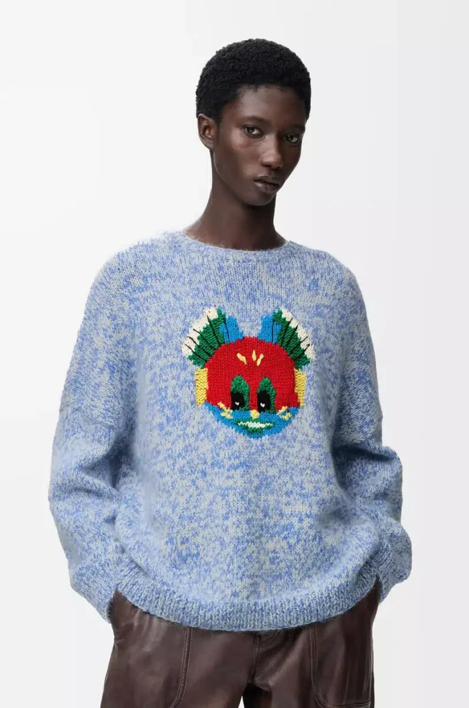Sweater in wool and mohair blend Blue/White Sweater in wool and mohair blend Blue/White