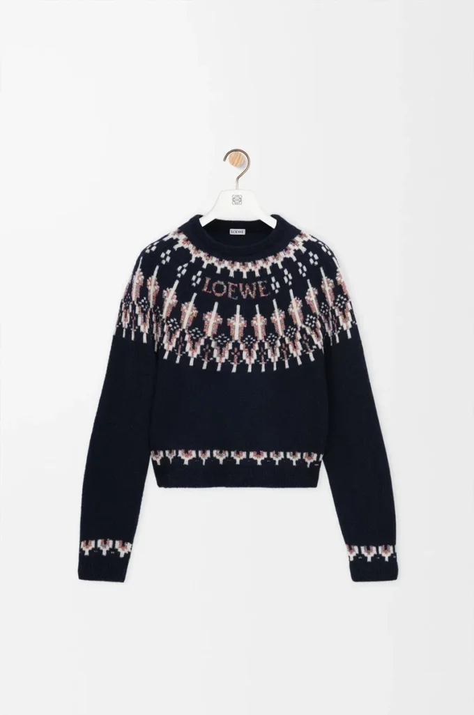Sweater in wool blend Navy/Multicolor