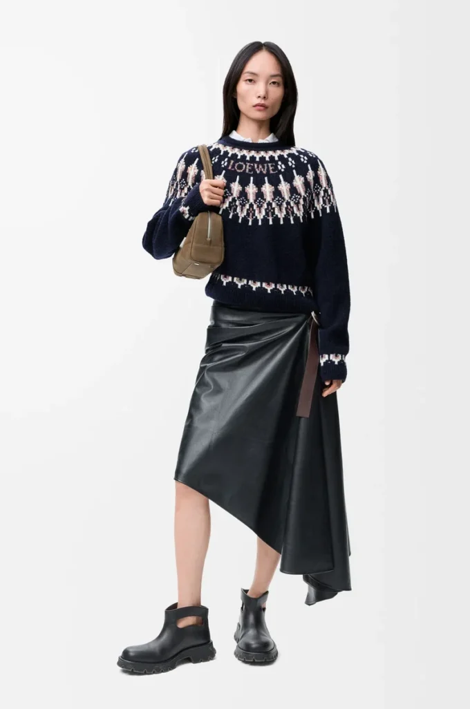 Sweater in wool blend Navy/Multicolor
