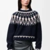 Sweater in wool blend Navy/Multicolor