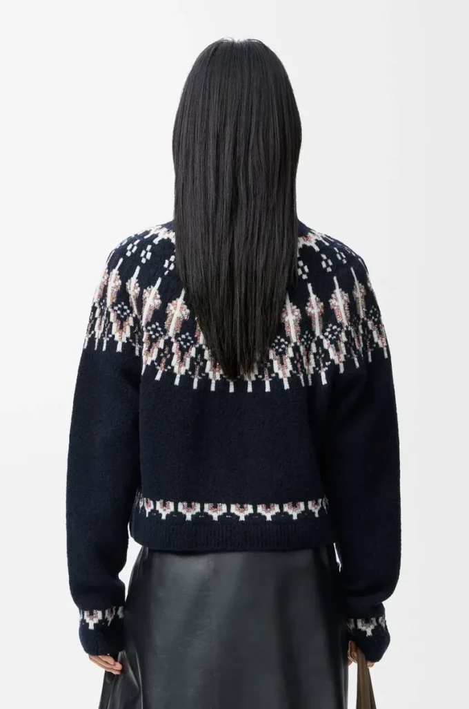 Sweater in wool blend Navy/Multicolor