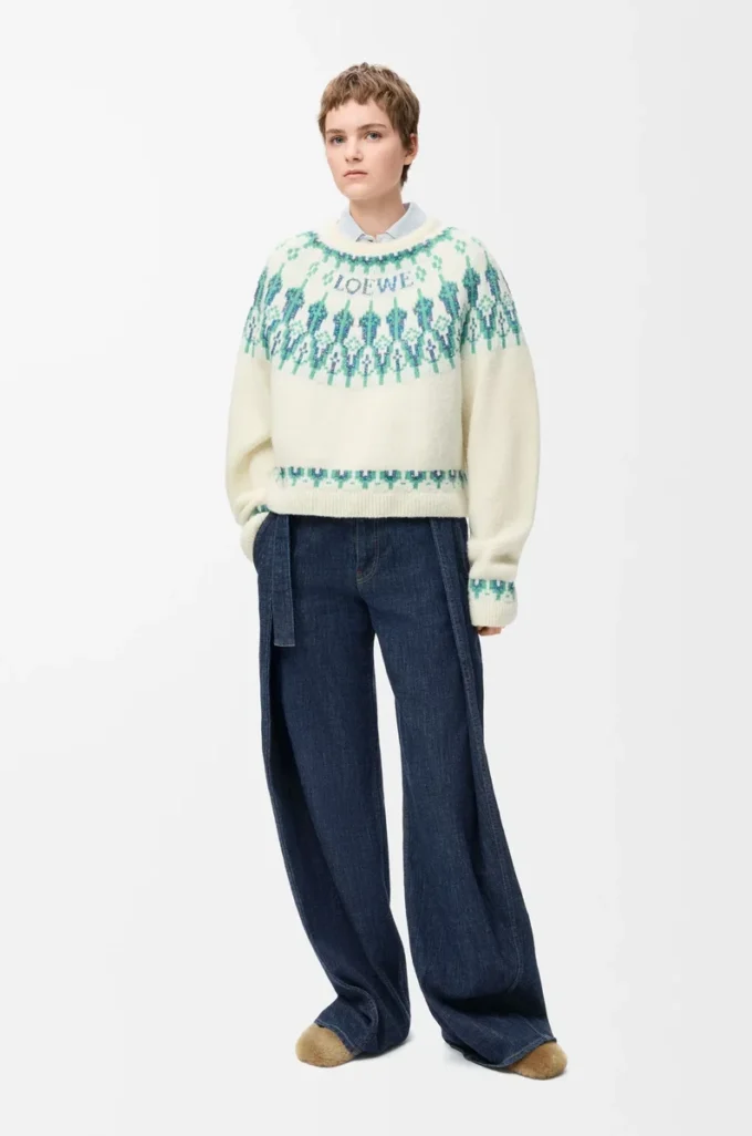 Sweater in wool blend White/Mint Sweater in wool blend White/Mint