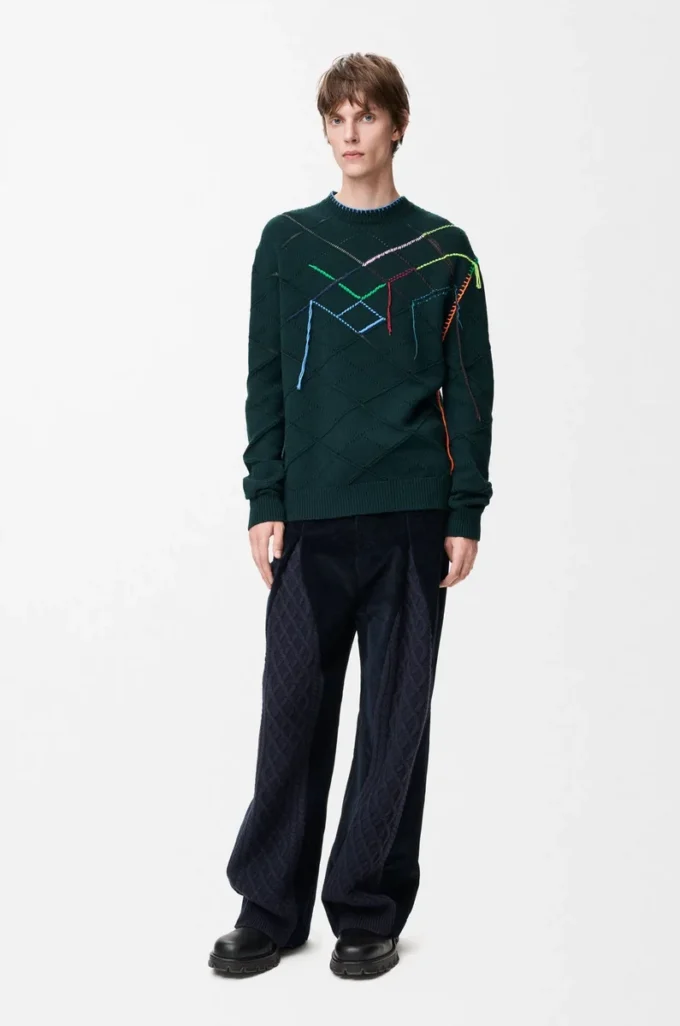 Sweater in wool Dark Green/Multicolour Sweater in wool Dark Green/Multicolour