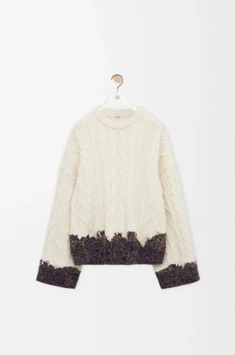 Sweater in wool Ecru/Brown
