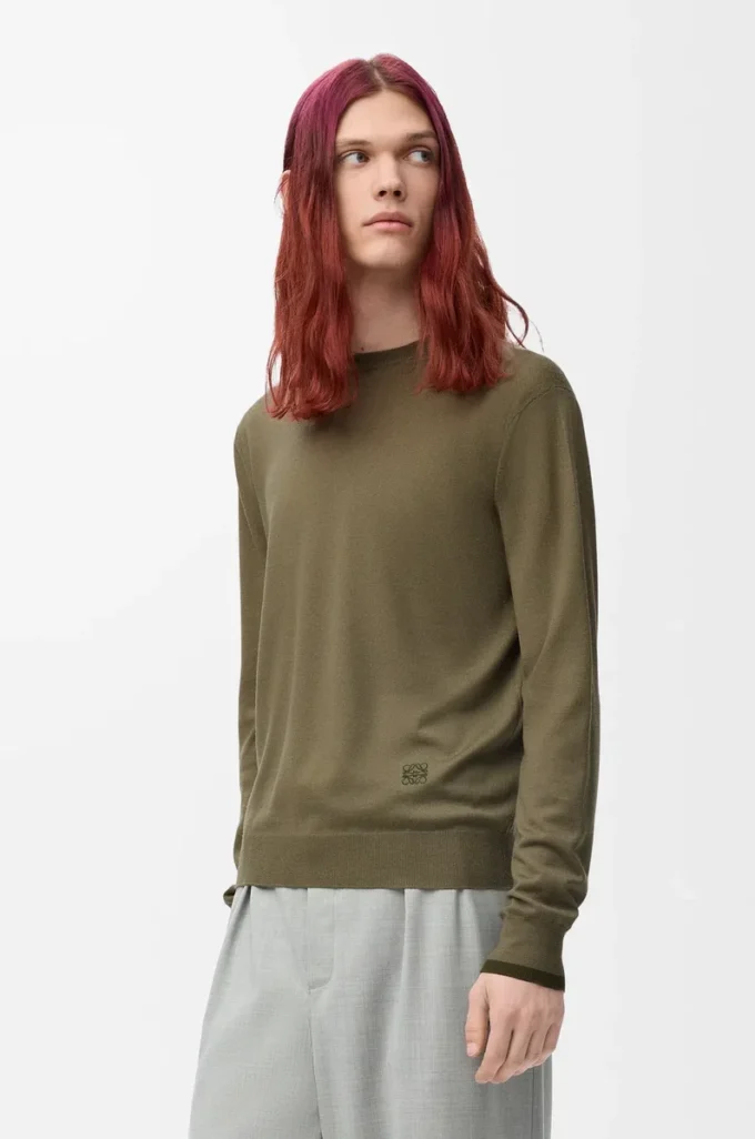 Sweater in wool Green/Khaki Green