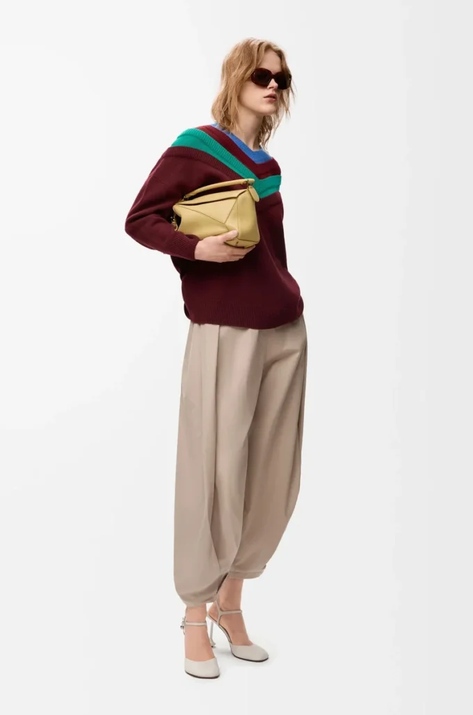 Draped trousers in cotton and silk Beige Draped trousers in cotton and silk Beige