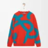 Sweatshirt in wool and cotton Blue/Orange