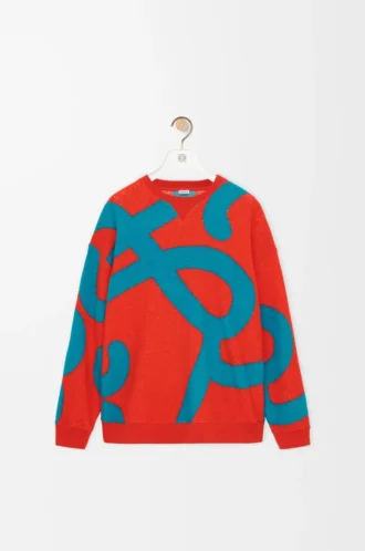Sweatshirt in wool and cotton Blue/Orange