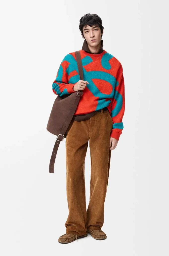 Sweatshirt in wool and cotton Blue/Orange