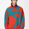 Sweatshirt in wool and cotton Blue/Orange