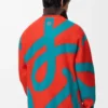 Sweatshirt in wool and cotton Blue/Orange