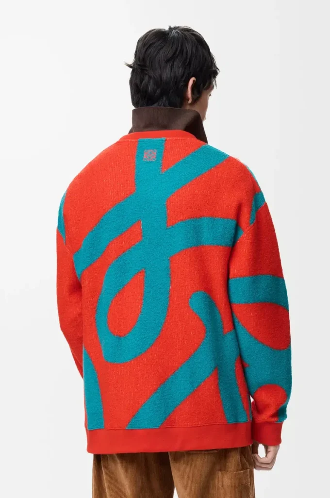 Sweatshirt in wool and cotton Blue/Orange