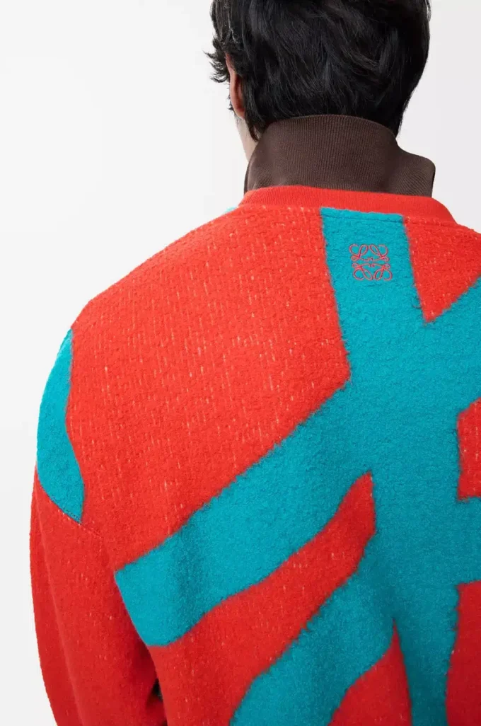 Sweatshirt in wool and cotton Blue/Orange