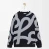 Sweatshirt in wool and cotton Navy/Grey