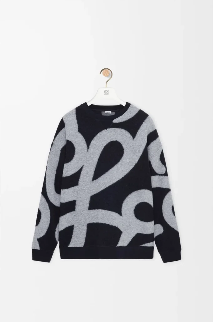 Sweatshirt in wool and cotton Navy/Grey