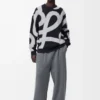 Sweatshirt in wool and cotton Navy/Grey