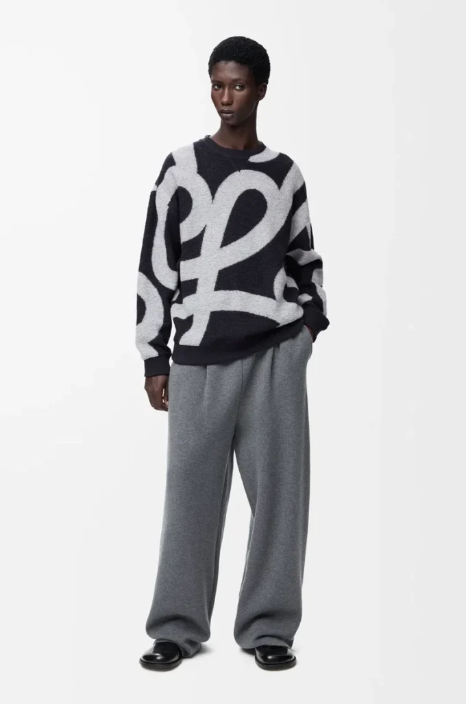 Sweatshirt in wool and cotton Navy/Grey