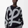 Sweatshirt in wool and cotton Navy/Grey