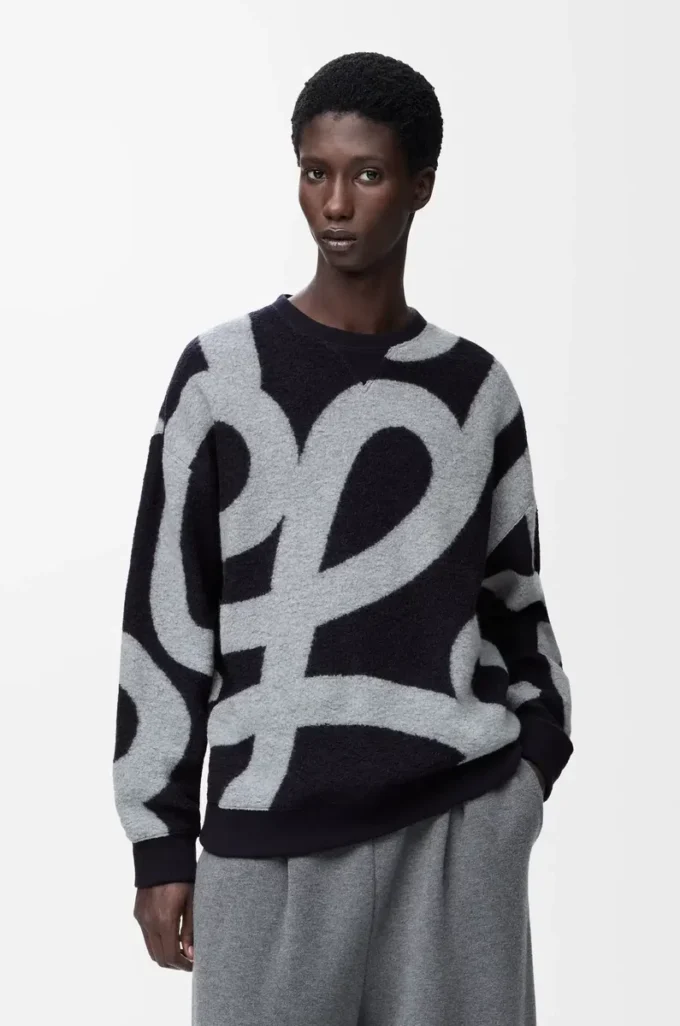 Sweatshirt in wool and cotton Navy/Grey