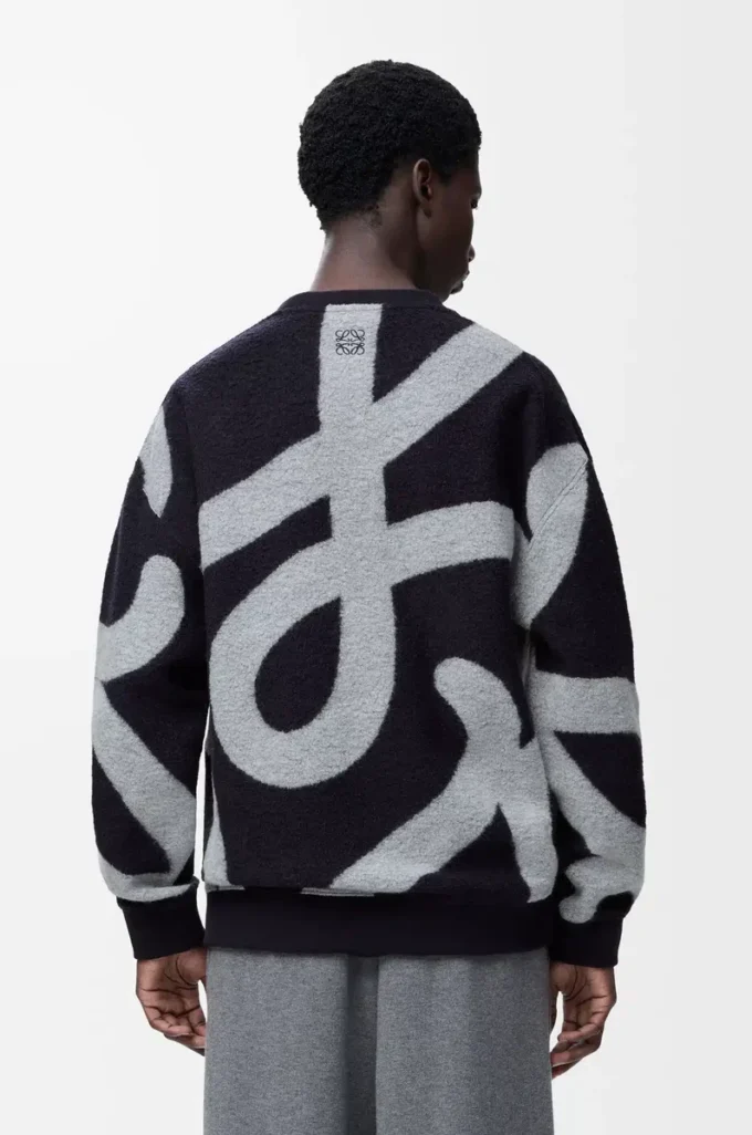 Sweatshirt in wool and cotton Navy/Grey