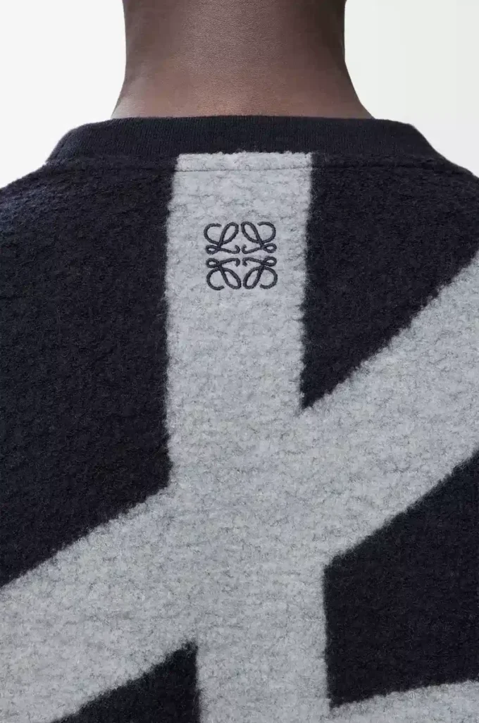Sweatshirt in wool and cotton Navy/Grey