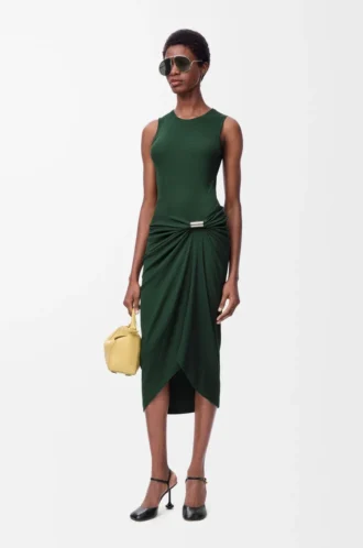 Tank dress in cotton Dark Green