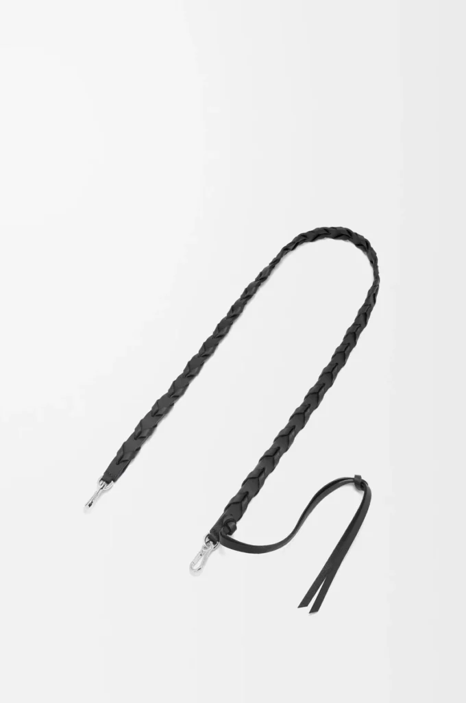 Thin braided strap in classic calfskin Black Thin braided strap in classic calfskin Black