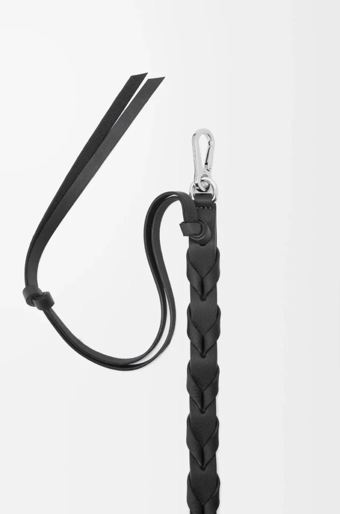 Thin braided strap in classic calfskin Black Thin braided strap in classic calfskin Black