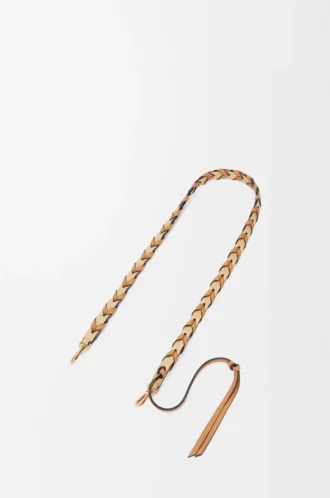 Thin braided strap in classic calfskin Dark Butter/Warm Desert